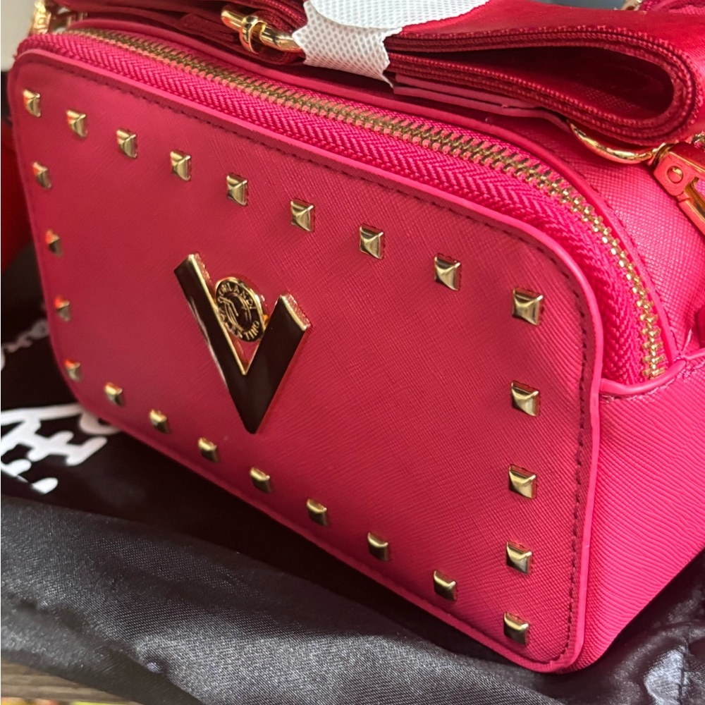 NWT Valentino Orlandi Pink Studded Crossbody Bag with detachable strap